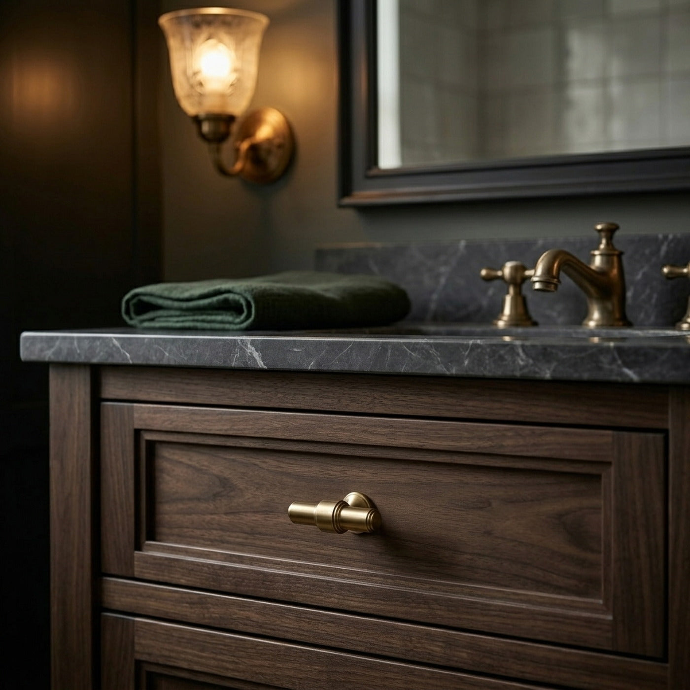 French T-Bar — brass cabinet hardware