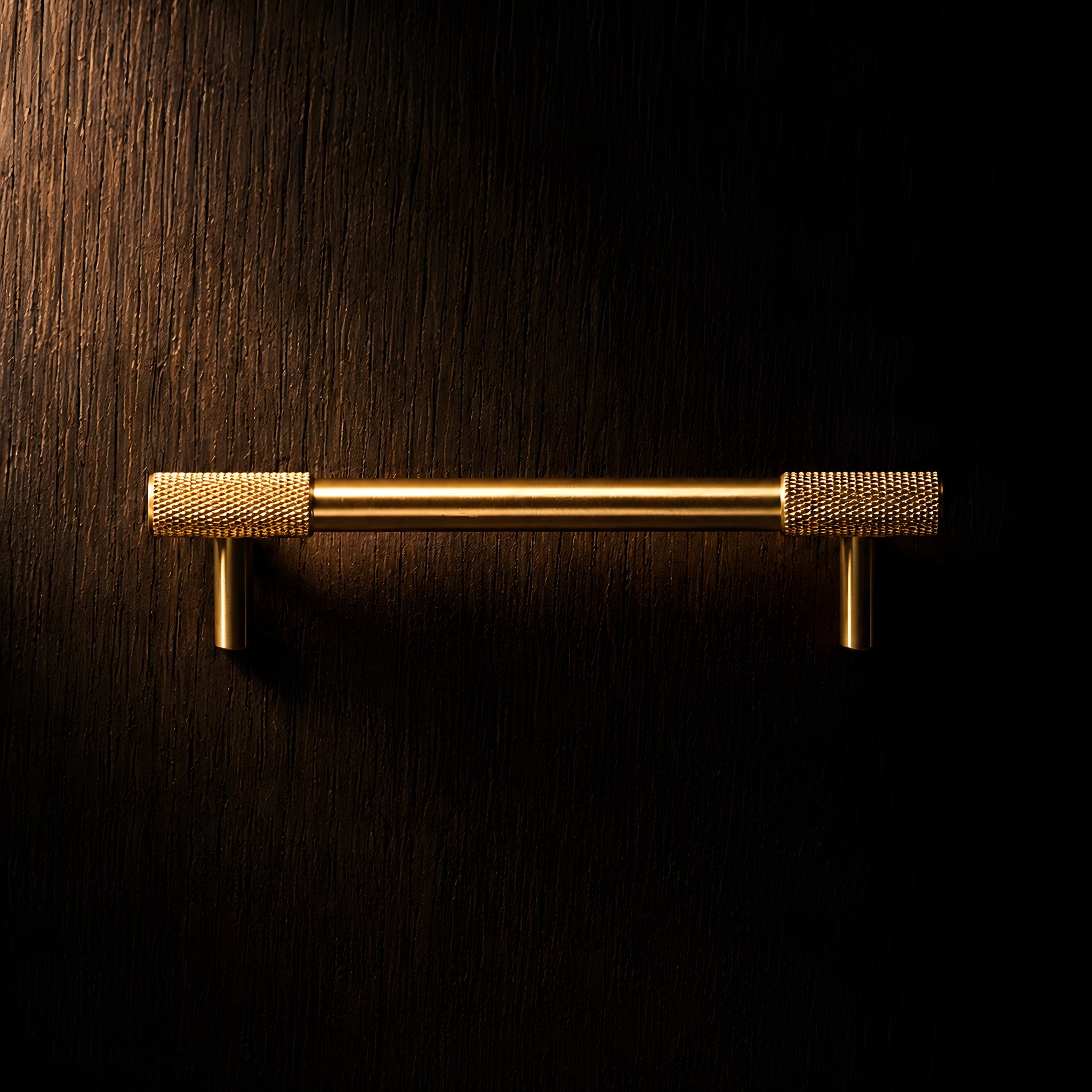 knurled bar pull brushed brass 128mm