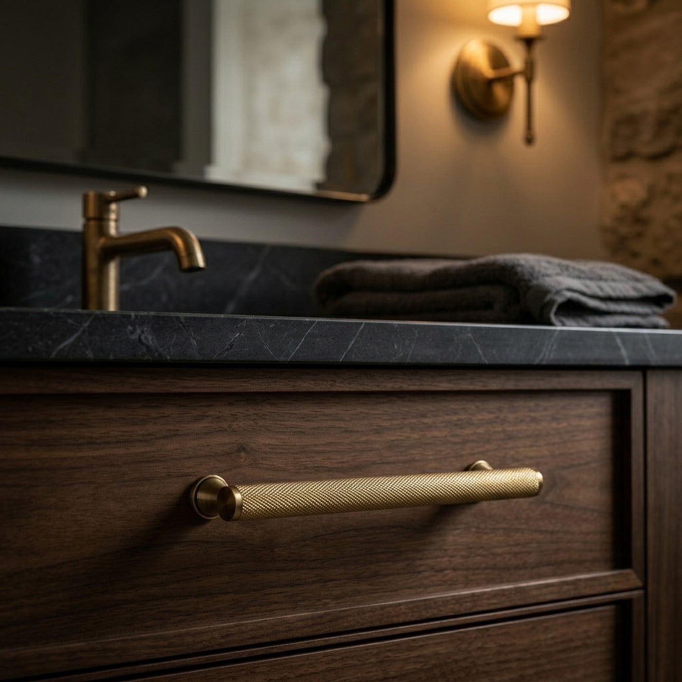 Diamond Knurl Pull — brass cabinet hardware