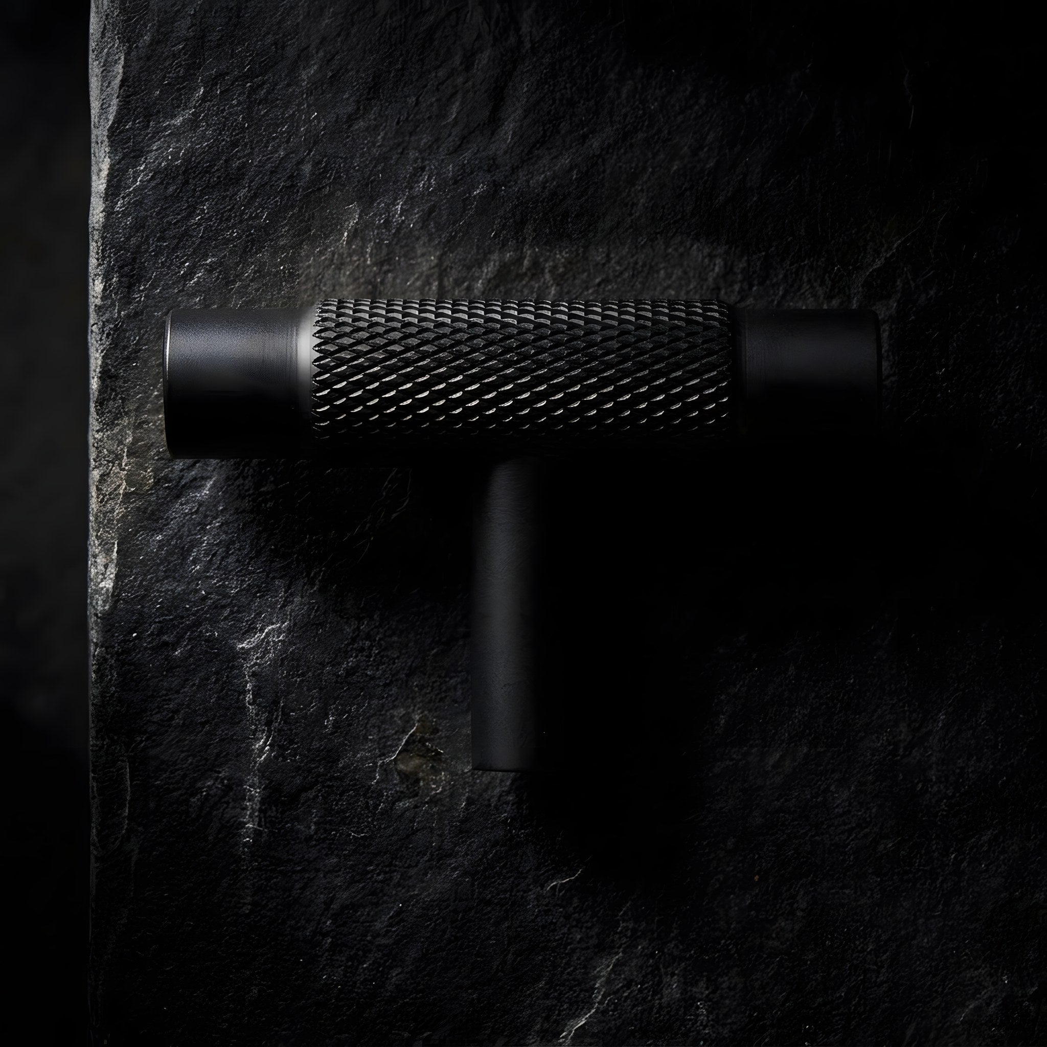knurled t bar matte black 50mm