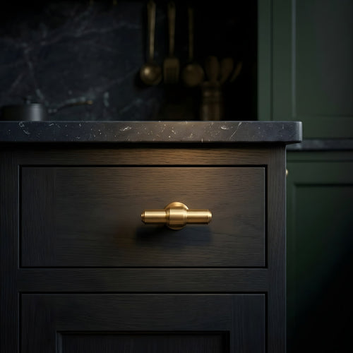 french t bar brushed brass scene kitchen