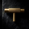 knurled t bar brushed brass 50mm