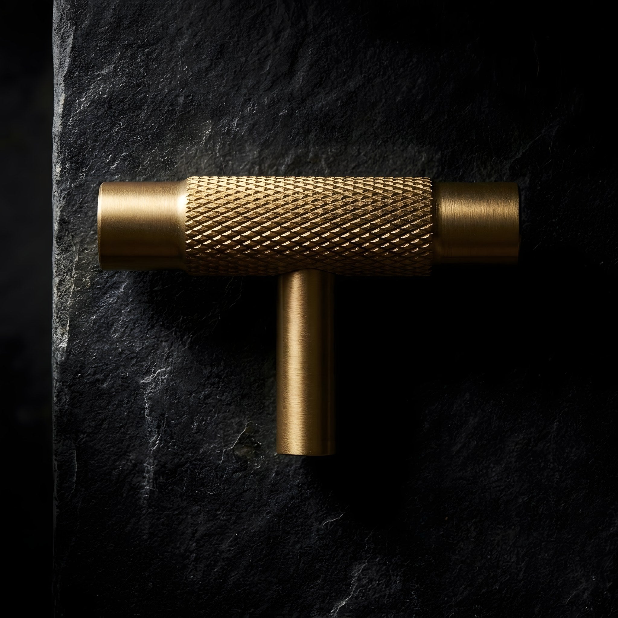 knurled t bar brushed brass 50mm