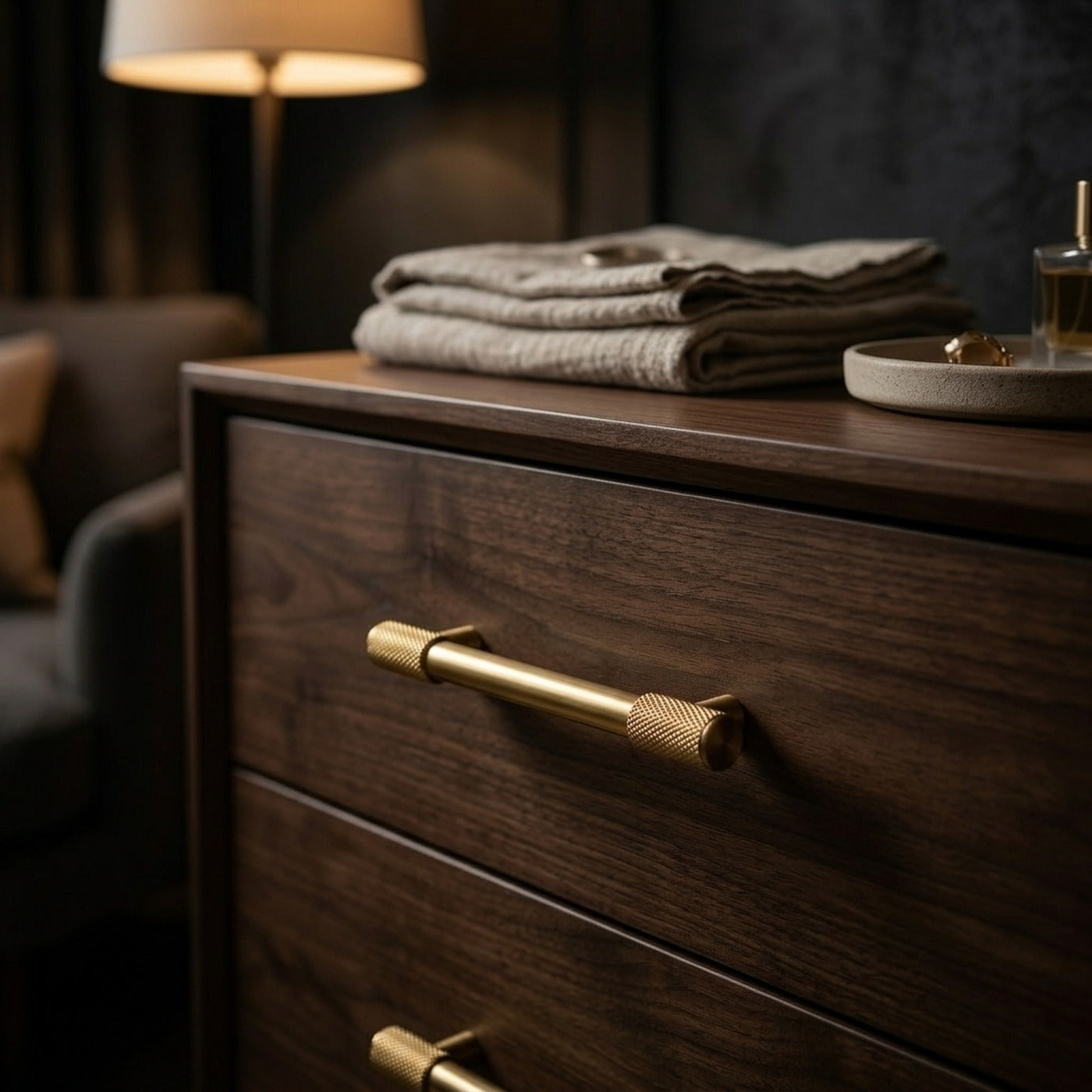Knurled Bar Pull — brass cabinet hardware