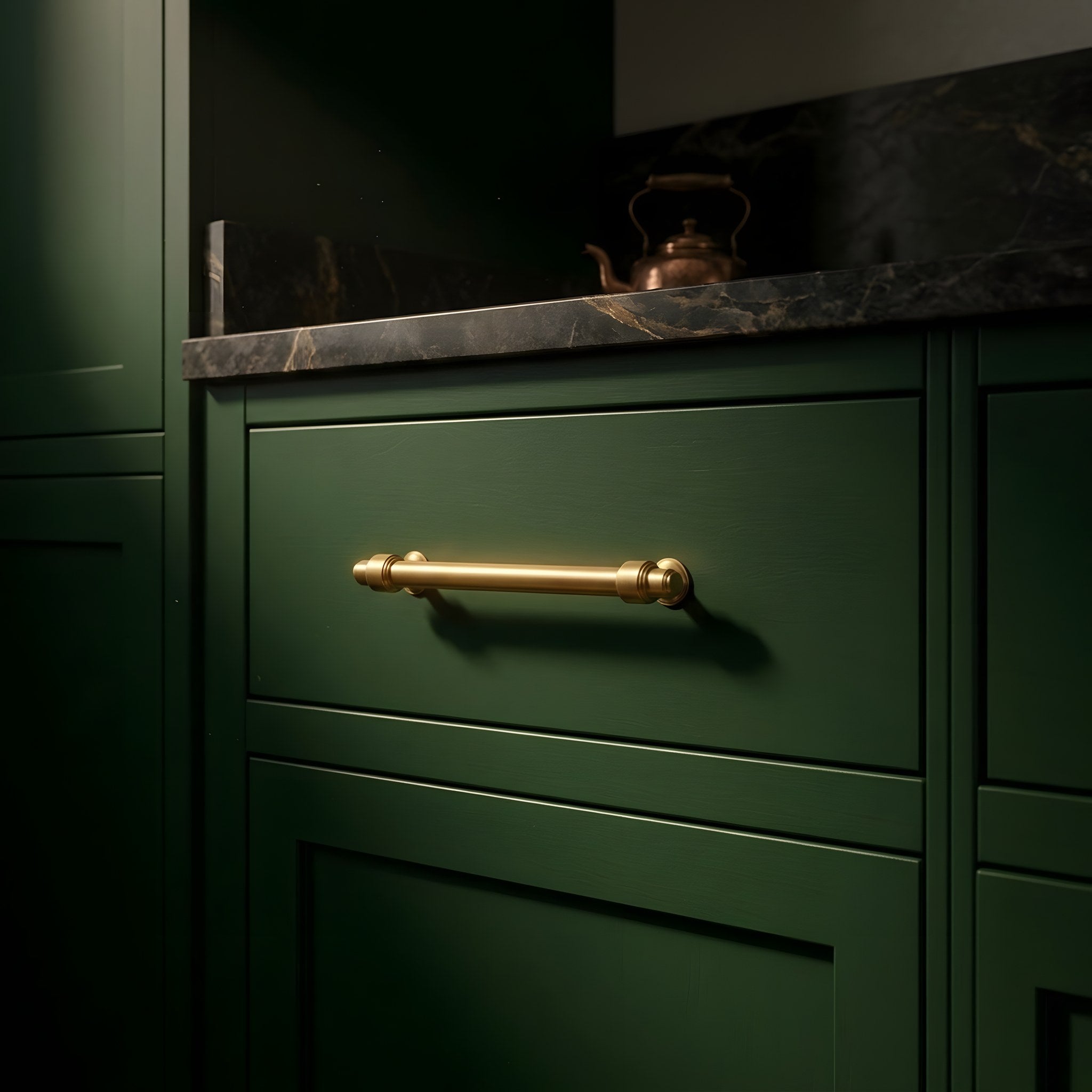 french pull brushed brass scene kitchen